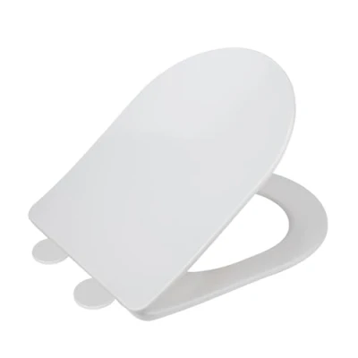 Image de siège de WC Galati, toilette plat en forme D avec dispositif d&#039;abaissement automatique, plastique thermodurci, fixation Fix Clip, noir mat