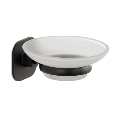 Image de GEDY Teide Porte Savon en Acier Inoxydable et Cromall, Finition Noire, Dimensions 5,2 x 11 cm Poids 0,294 kg