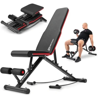 Image de Hop Sport Banc de Musculation Pliable HS 2030HB, Dossier réglable à 6 niveaux, Muscu Inclinable pour l&#039;Entraînement Complet