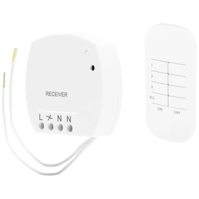 Image de Smartwares Kit domotique Plug &amp; Connect Variateur de lumière Télécommande et module sans Fil SH4 99560 Blanc