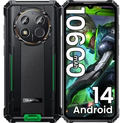Image de OUKITEL WP28E Téléphone Portable Incassable 2024 Android 14, 10600mAh/18W Smartphone Incassable, 16Go +64Go/1To, 6.52&quot; HD, Octa Core, 13MP Caméra, 4G Dual SIM/GPS/OTG/NFC Telephone de Chantier Vert