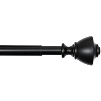 Image de Amazon Basics 1008752 040 A60 Tringle à Rideau 2,54 cm avec Embouts en Forme de Vase, 90 180 cm, Noire
