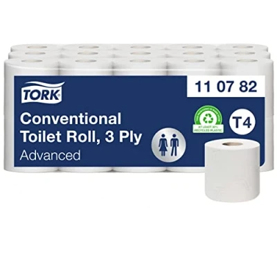 Image de Tork Papier Toilette Rouleau traditionnel blanc T4, Advanced, 3 plis, 30 x 250 feuilles, 110782