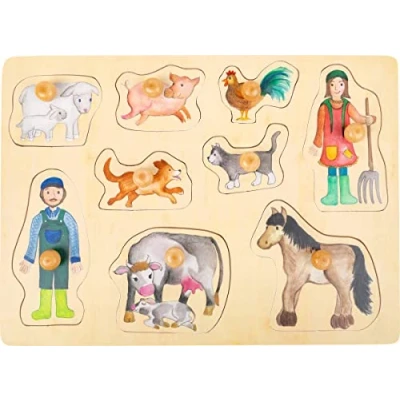 Image de Small Foot 11500 Set de Puzzle la Vie à Ferme et Campagne en Bois avec différents Motifs, partir 12 Mois Animal Jouets, Multicolore
