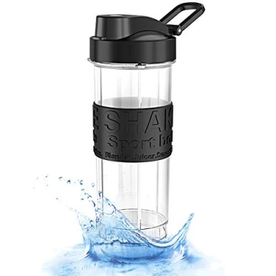 Image de ROVLAK Bouteille D&#039;eau de sport 570 ml, Shaker Protéiné sans BPA, Musculation Gourde en Plastique Tritan Poartable pour Voyage, Sport, Bureau, Camping, Randonnée, Compatible avec Smoothie Blender