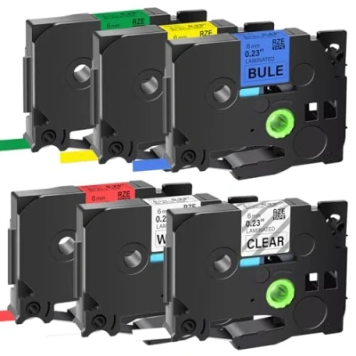 Image de Woungzha Ruban d&#039;étiquettes Compatible pour une utilisation à la place de Brother P Touch TZe 6mm 211 111 411 511 611 711 Tape Cassette marqueurs Ptouch H105 PT H110