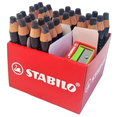 Image de STABILO MARKdry Classpack Lot de 30 marqueurs pour tableau blanc et conférence Noir avec 2 taille crayons