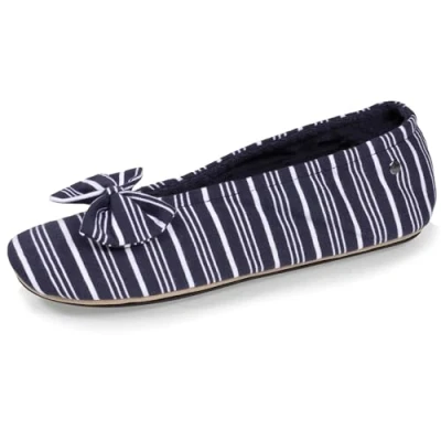 Image de Isotoner Chaussons Pantoufles Ballerines Femme Grand nœud et Semelle Gomme