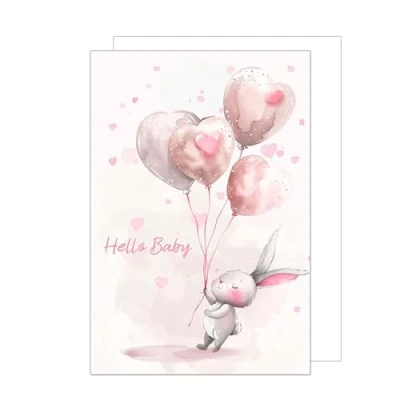 Image de Edition Seidel Premium Carte de vœux naissance qualité supérieure XXL avec enveloppe format A4 félicitations Hello Baby pour la fille bébé les parents motif rose (A4 E282)