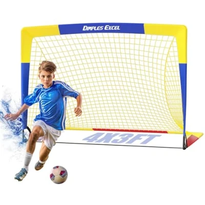 Image de Dimples Excel But de Football Filet pour Jardin Extérieur Entraînement Les Amateurs (4&#039;x3&#039; Bleu Jaune)