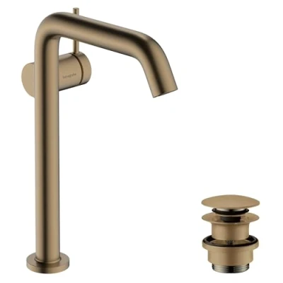 Image de hansgrohe Tecturis S Fine Mitigeur de lavabo avec vidage Push Open, économie d&#039;énergie (CoolStart), Robinet salle bain 240mm, d&#039;eau (EcoSmart+), Bronze brossé, 73370140