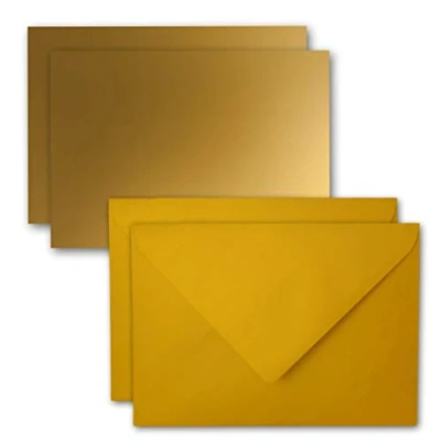 Image de FarbenFroh by GUSTAV NEUSER 25x carte avec enveloppe jeu de cartes individuelles DIN A7 10,5x7,3 cm or enveloppes lettres C7 adhésif humide étiquettes cadeaux idéales