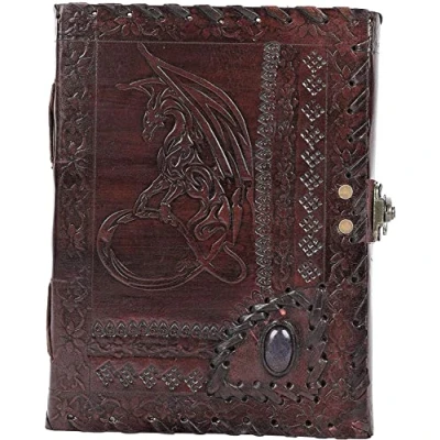 Image de OVERDOSE Dragon Avec Carnet De Notes En Relief Pierre Fait À La Main Antique Journal Voyage Cadeau Hommes Femmes Cuir Croquis Dessin Taille 5 X 7 Pouces 12x17 A6