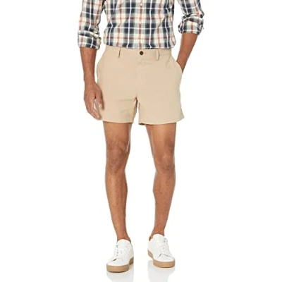 Image de Amazon Essentials Short Oxford Léger Confortable et Extensible à Coupe Slim 13 cm (Anciennement Goodthreads) Homme, Brun Kaki, 34W