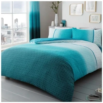 Image de Gaveno Cavailia Parure de lit avec Housse Couette et taie d&#039;oreiller Motifs rectangulaires, Bleu Sarcelle, Double