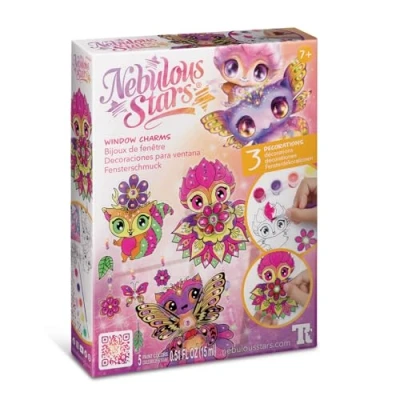 Image de Bijoux de Fenêtre Vitrail Nebulous Stars Kit Décoration pour Vitre avec Strass et 5 Couleurs Peinture Créatif Enfant à Partir 7 ans Peindre