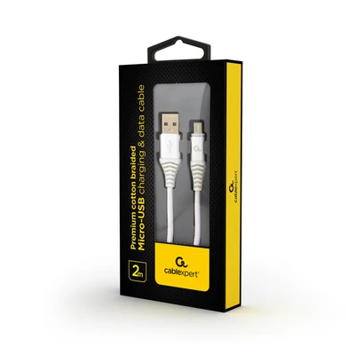 Image de Cablexpert CC USB2B AMMBM 2M BW2 câble USB 2.0 A Micro B Blanc Neuf
