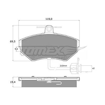 Image de TOMEX brakes TX 13 121 Jeu de plaquettes frein Essieu Avant contact signal d&#039;usure inclus AUDI: A4 B7 Avant, Berline, B5