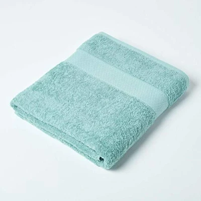 Image de HOMESCAPES Drap de Bain 100% Coton Vert Menthe, 100 x 150 cm