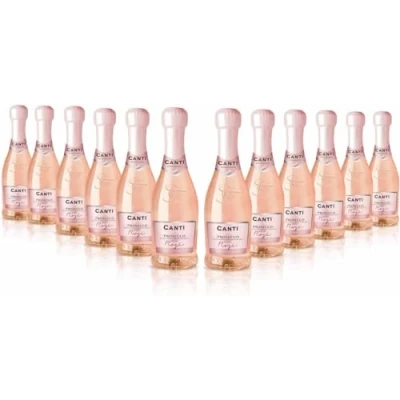 Image de Canti Prosecco D.O.C. Rosè Millesimato, Vin Petillant Extra Sec 11% Petite Bouteilles, Élaboré à Partir du Cépage Glera et Pinot Noir de Venise, Goût Frais Doux, 12x200 ml