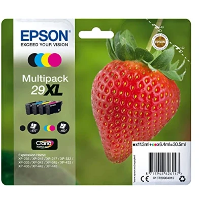 Image de Epson Multipack 29XL Fraise, Cartouches d&#039;encre d&#039;origine XL Haute capacité, 4 couleurs: Noir, Cyan, Magenta, Jaune, XP 235 243 245 247 255 257 332 335 342 345 352 355