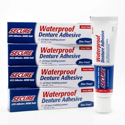 Image de Secure Denture Bonding Cream by Dentek 1.4 Ounces (Pack of 4) (1.4 oz)