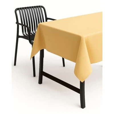 Image de TextilDepot24 Nappe de Jardin Aspect Lin Tissu Anti Taches Effet Lotus Infroissable 160 x 220 cm Ovale Jaune