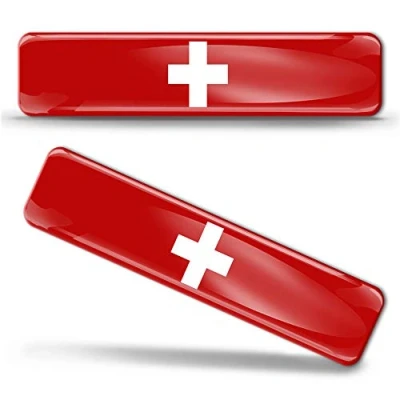 Image de Biomar Labs® 2 x 3D Flexibles Autocollant Stickers National Drapeaux Suisse Switzerland Swiss F 23