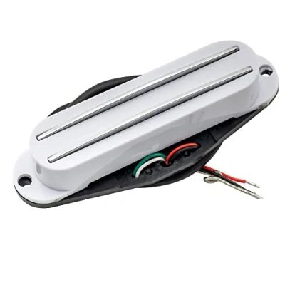 Image de Musiclily Dual Hot Rail High Output Guitare Micros Humbucker Taille Simple Bobine pour Fender Squier Strat, Blanc