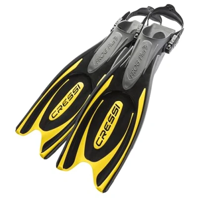 Image de CRESSI Frog Plus Fins Black/Yellow S/M Palme Réglables de Plongée, Noir/Jaune, Unisexe Adulte
