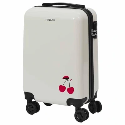Image de Valise Cabine Blanche avec une Cerise 28L Rigide en Polycarbonate Roues Pivotantes 360 et Cadenas Sécurisé à Code