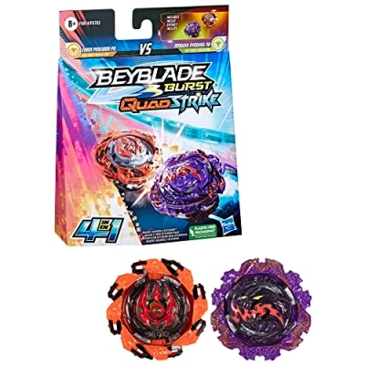 Image de Beyblade Burst QuadStrike Dual Pack, Pack de 2 toupies compétition Ambush Nyddhog N8 et Chain Poseidon P8