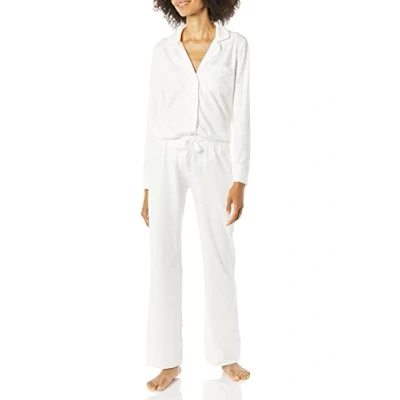 Image de Amazon Essentials Ensemble Pyjama avec Chemise à Manches Longues, en Coton et Textile Modal Femme, Blanc, XL Grande Taille