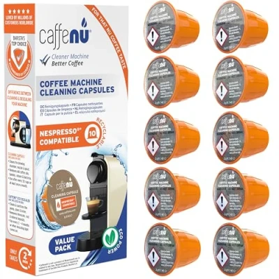 Image de Caffenu 10 capsules de nettoyage Nespresso Nettoyant pour machine à café croustillant Accessoires Barista À combiner avec le kit détartrage