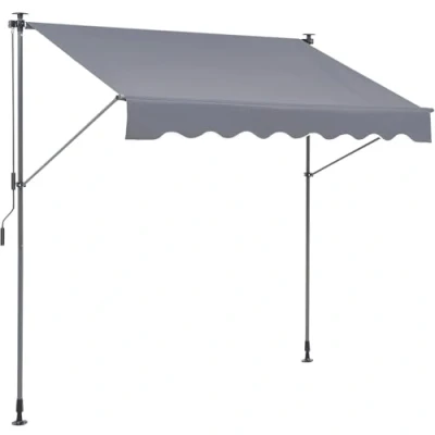 Image de VEVOR Auvent Rétractable 2 x 1,2 m Store Banne Manuel Terrasse Extérieur Hauteur Réglable Résistant au Vent/UV avec Rideau Pare Soleil 1 et Manivelle pour Patio, Arrière Cour, Jardin, Balcon
