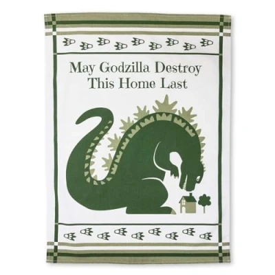 Image de getDigital May Godzilla Destroy This Home Last torchon Un de Cuisine Amusant pour Les Fans Films Geeks et Monstres 100% Coton, Absorbant Lavable en Machine