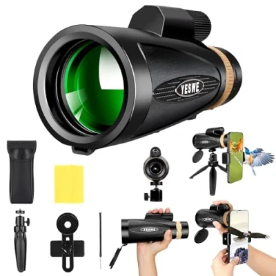 Image de Telescope Monoculaires 30X60 avec Trepied Compact Télescope Monoculaire Longue vue tir sportif Puissante Monocular Professionnel Zoom Optique pour Smartphone Adultes Observation des oiseaux
