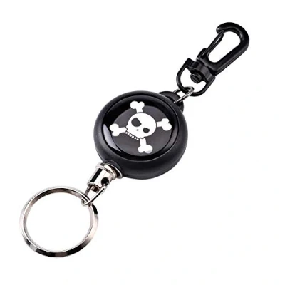Image de Porte clés Rétractable Durable Enrouleur avec Corde en Fil d&#039;acier Mousqueton Badge Extensible