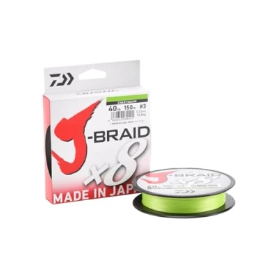 Image de Daiwa J Braid 8 0.18mm, 12,0kg/26,5lbs, 300m Chartreuse, Ligne de pêche tressée Ronde