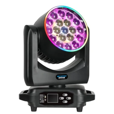 Image de BETOPPER Lumière de Scène Lyre LED Moving Head Lampe 19x15W RGBW DMX 4 en 1 Éclairage Projecteur DJ avec Effets Bande Lumineuse, Mariages, Fêtes, Clubs