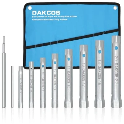 Image de DAKCOS 10PCS cle a tube pipe clés tubulaires jeu de 8 bougie avec tommy bar pour lavabo, 6, 7, 8, 9,10,11, 12,13,14,15,16,17,18,19, 20, 22 mm
