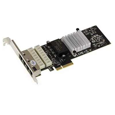 Image de KALEA INFORMATIQUE Carte contrôleur PCIe réseau 1G 4 Ports LAN Gigabit Ethernet avec Fonction Bypass. Chipset Intel I350AM4