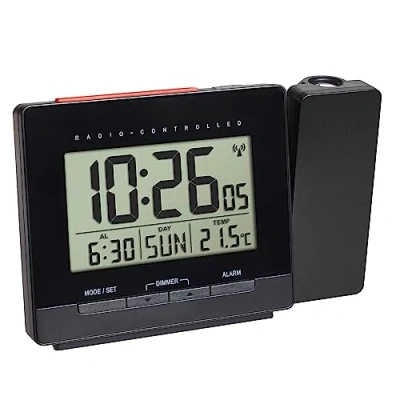 Image de TFA Dostmann réveil par projection, 60.5016.01, radio avec bloc d&#039;alimentation, matinal affichage de la température intérieure et date, noir