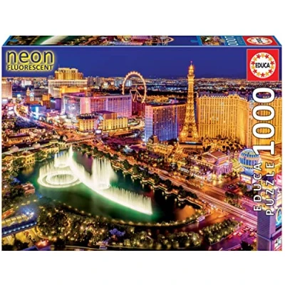 Image de Educa Puzzle de 1000 pièces pour Adultes Las Vegas Néon. Comprend Fix Tail l&#039;accrocher Une Fois l&#039;assemblage terminé. À partir 14 Ans (16761)