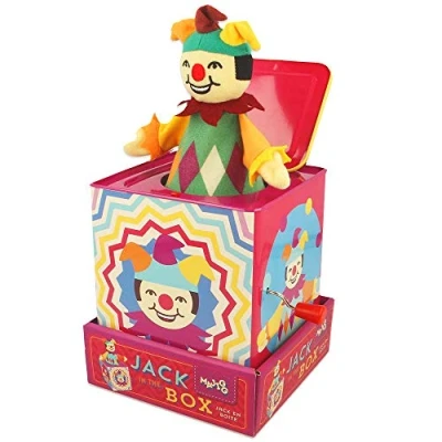 Image de Majigg Jester Jack in The Box, Traditionnel Musical Wind Up Jouet, WD211, Coloris Assortis Version Anglaise