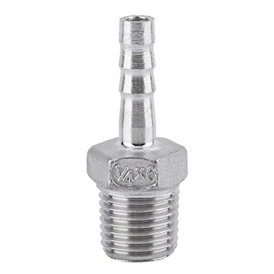Image de Connecteur Cannelé en Acier Inoxydable, Tuyau Cannelé, Inoxydable SS304 Raccord de à Filetage Mâle Queue BSP 1/8 &quot; 3/4&quot;(1/4 * 6mm)