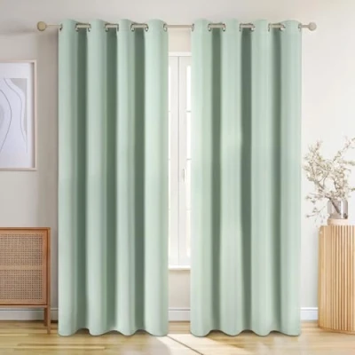 Image de Blumtal Lot de 2 Rideaux Occultants Rideau Thermique Isolant Anti Froid Occultant avec Œillets Fenetre pour Toutes Les Saisons, 140 x 225 cm, Summer Green Vert