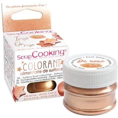 Image de ScrapCooking Colorant de Surface Rose Doré Irisé Alimentaire Poudre Cuivré Or Pour Pâtisseries, Biscuits, Macarons, Chocolats &amp; Pâte à Sucre 4074