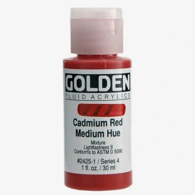 Image de Golden Fluid Acrylic, 1 ounce bottle, Cadmium Red Medium Hue (2428 1)