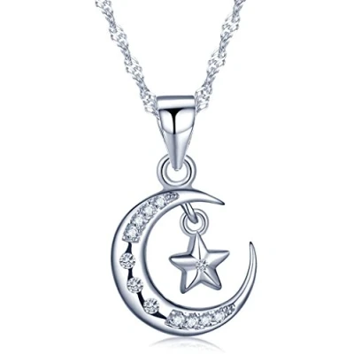 Image de Infinite U Collier et pendentif femme en argent 925 la lune l&#039;étoile orné zircon brillant